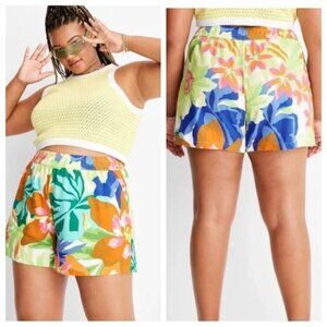 FUTURE COLLECTIVE Alani Noelle Target Women's Floral Linen Blend Shorts XXL
